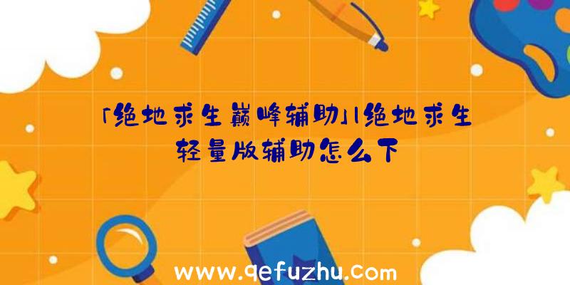 「绝地求生巅峰辅助」|绝地求生轻量版辅助怎么下